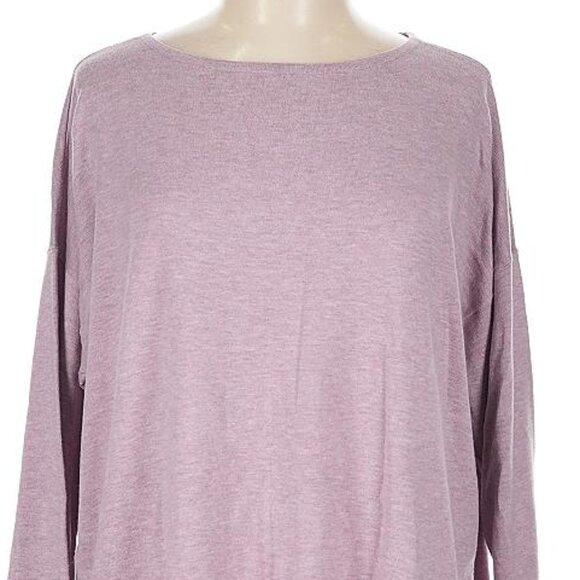 EILEEN FISHER Mauve Ultra Soft Bateau Neck Pullover Long Sweater Size Large - Picture 2 of 5